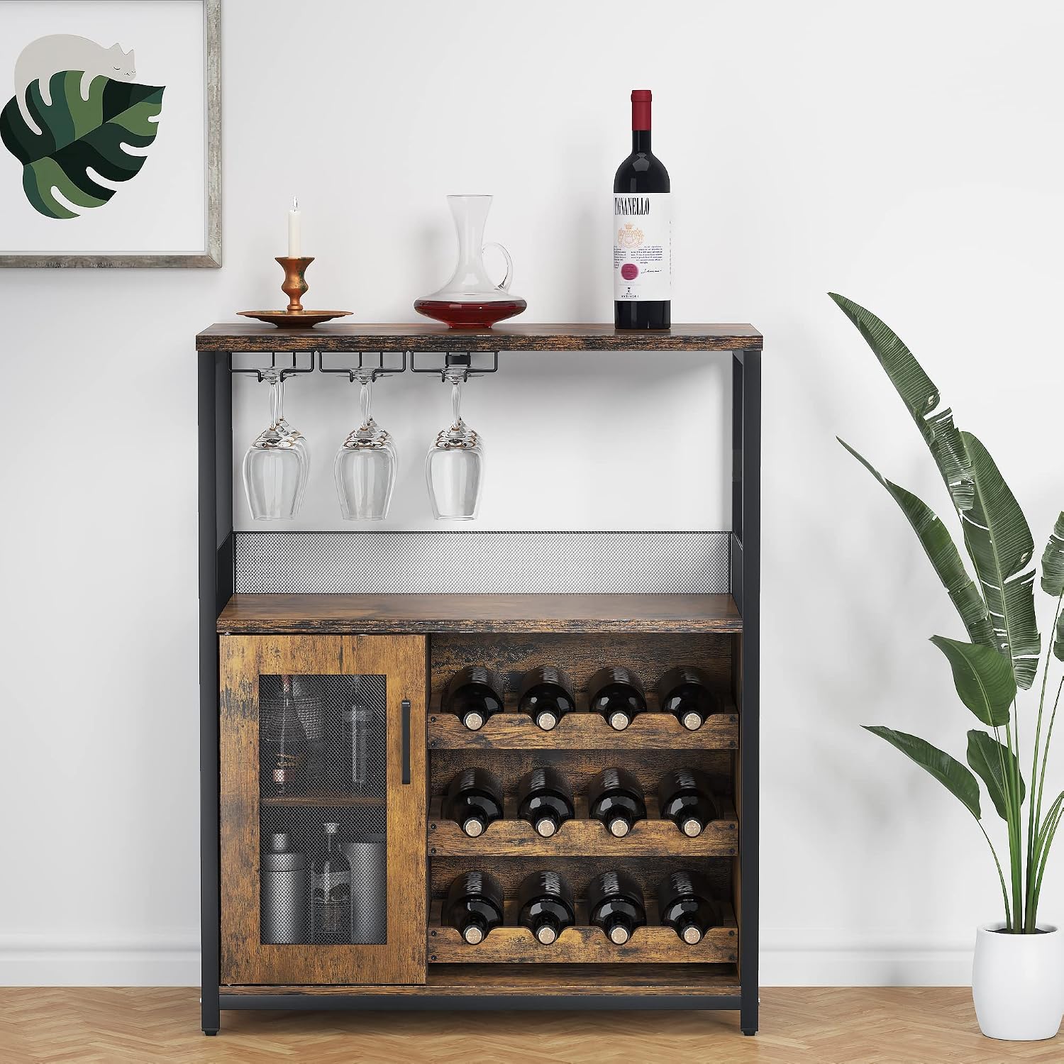 Home Bar Shelves - Modern 36 inç Kahverengi Bar Dolabı,