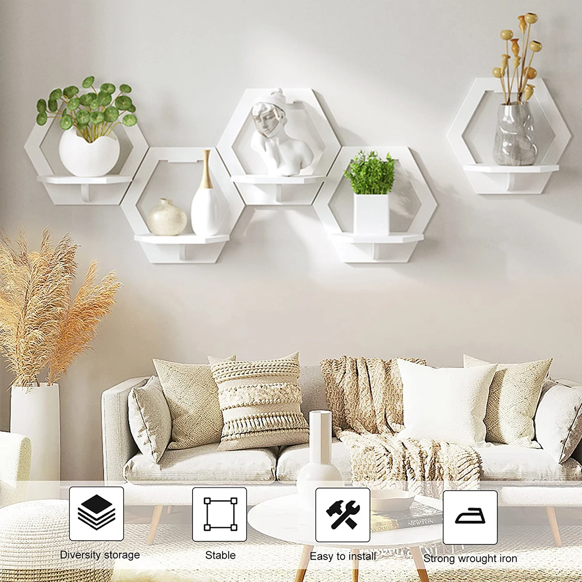 3 adet Altıgen duvar rafı Yumr - Home Bar Shelves incelemesi ve fiyatı