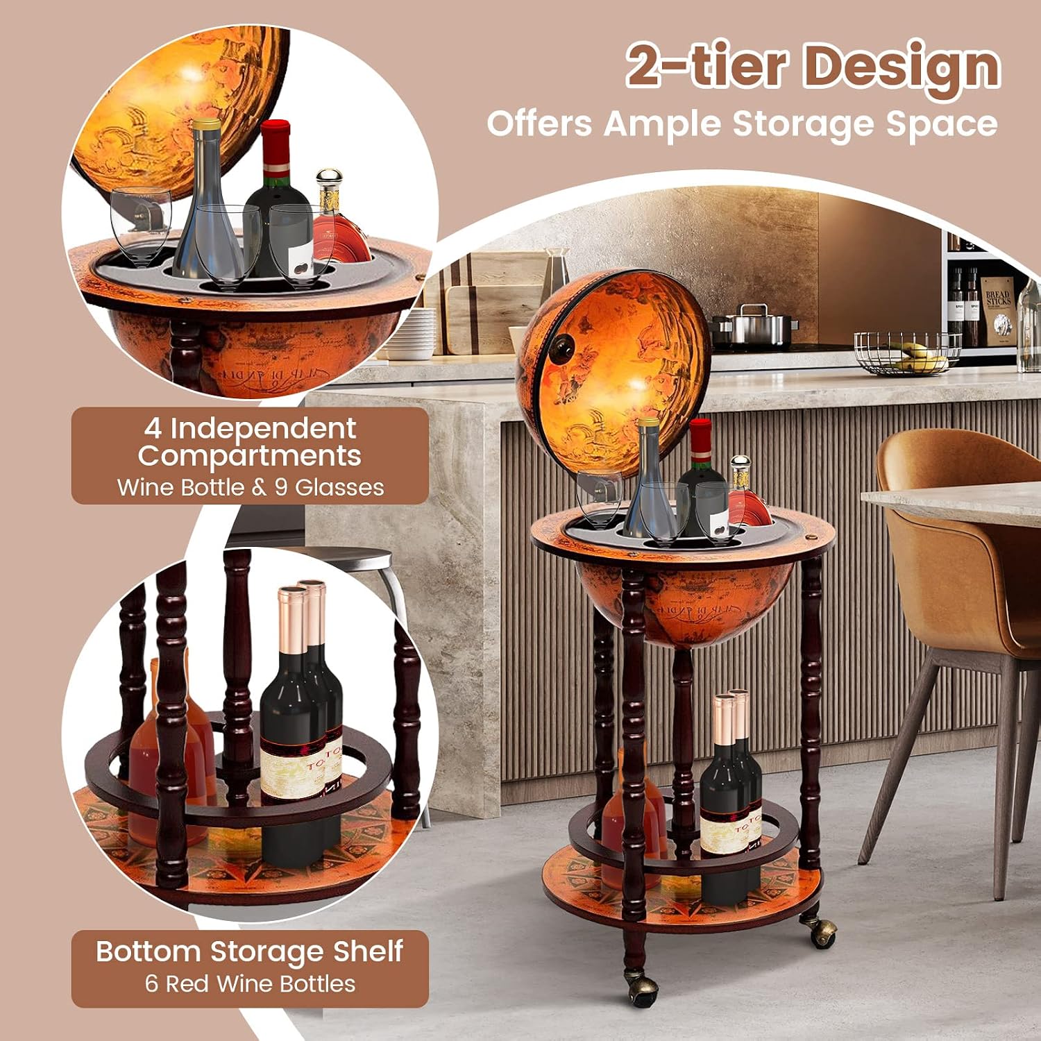 Tekerlekli Depolama Alt Raflı  - Home Bar Shelves incelemesi ve fiyatı