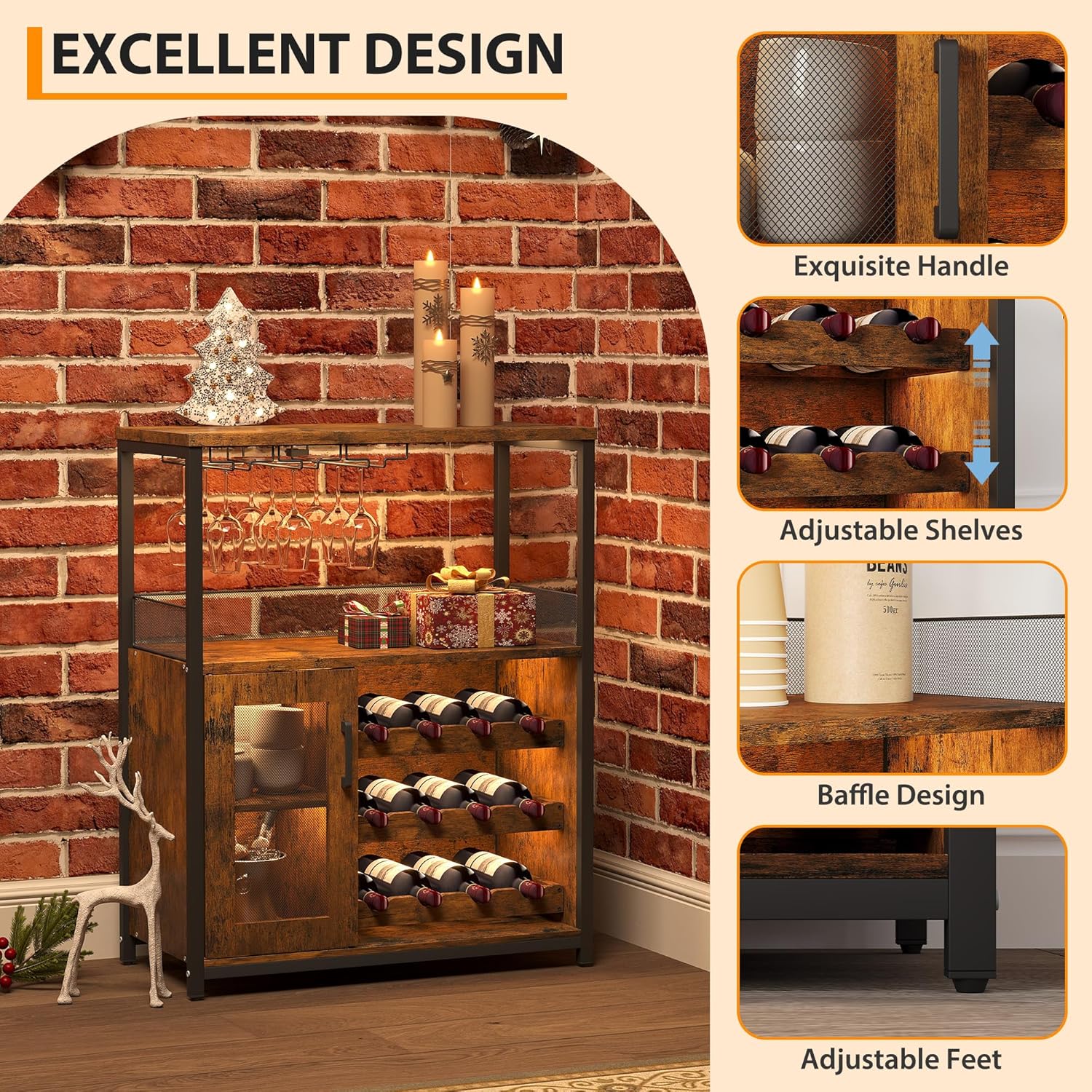Modern 36 inç Kahverengi Bar D - Home Bar Shelves incelemesi ve fiyatı