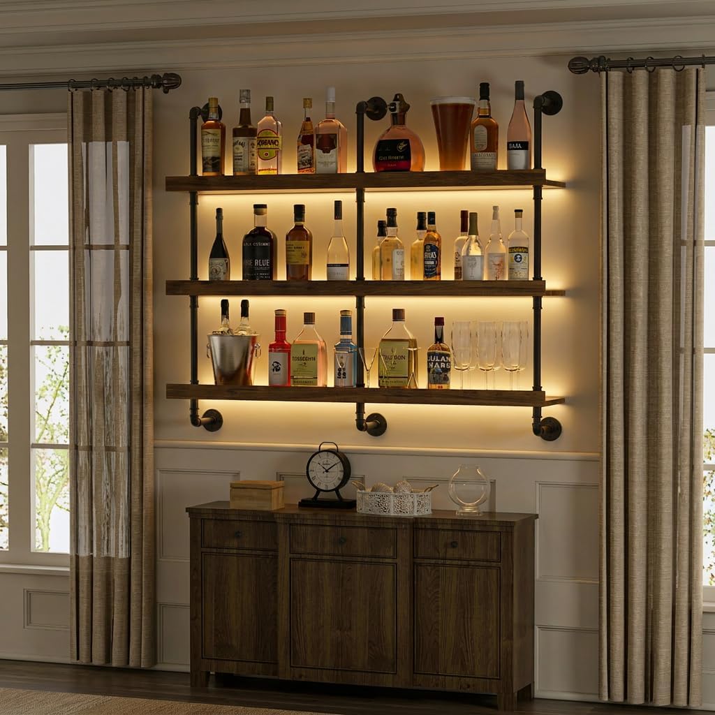 Duvara Monte LED Işıklı Üç Kat - Home Bar Shelves incelemesi ve fiyatı
