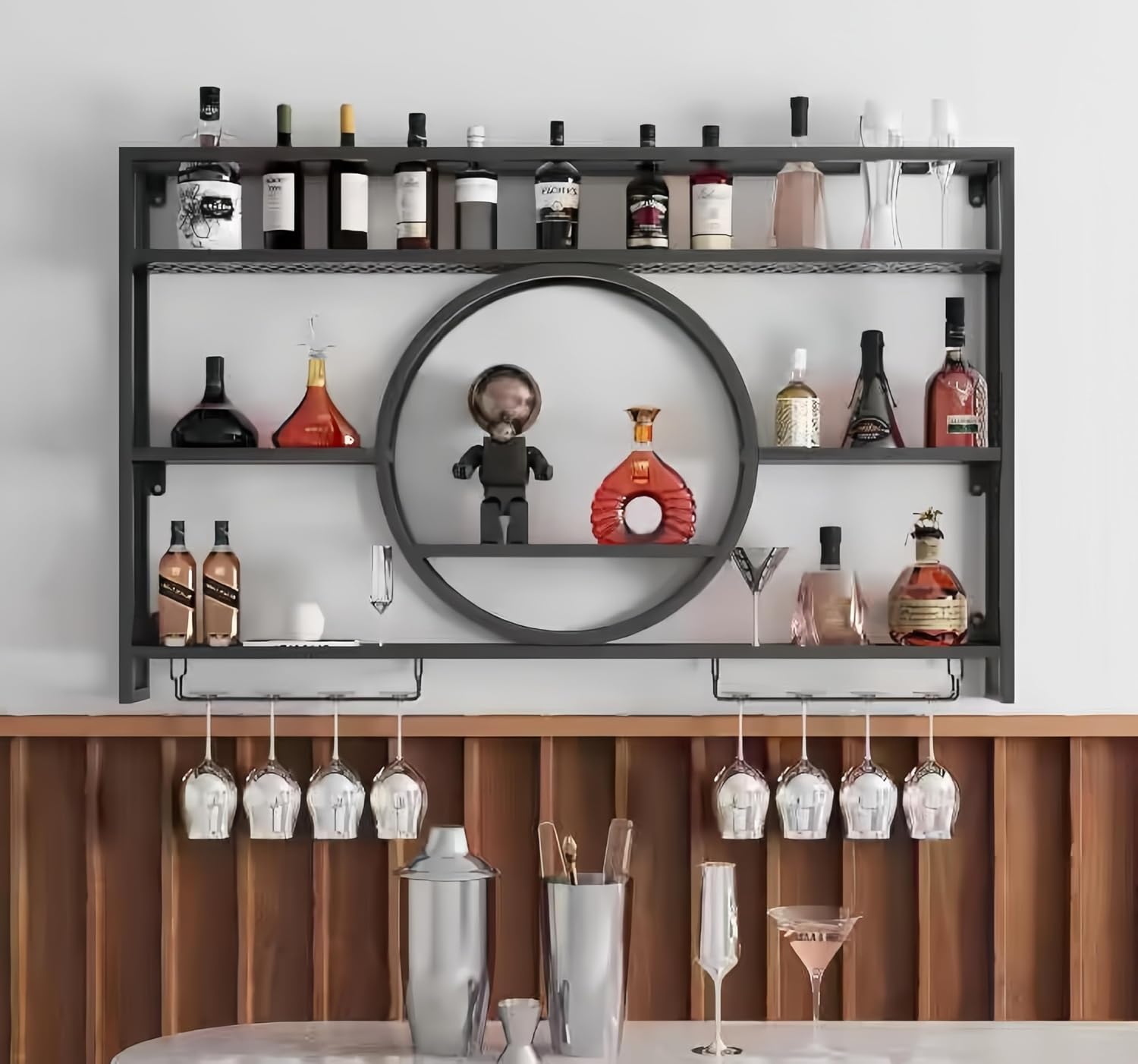 Siyah Metal Duvara Monte Şarap - Home Bar Shelves incelemesi ve fiyatı