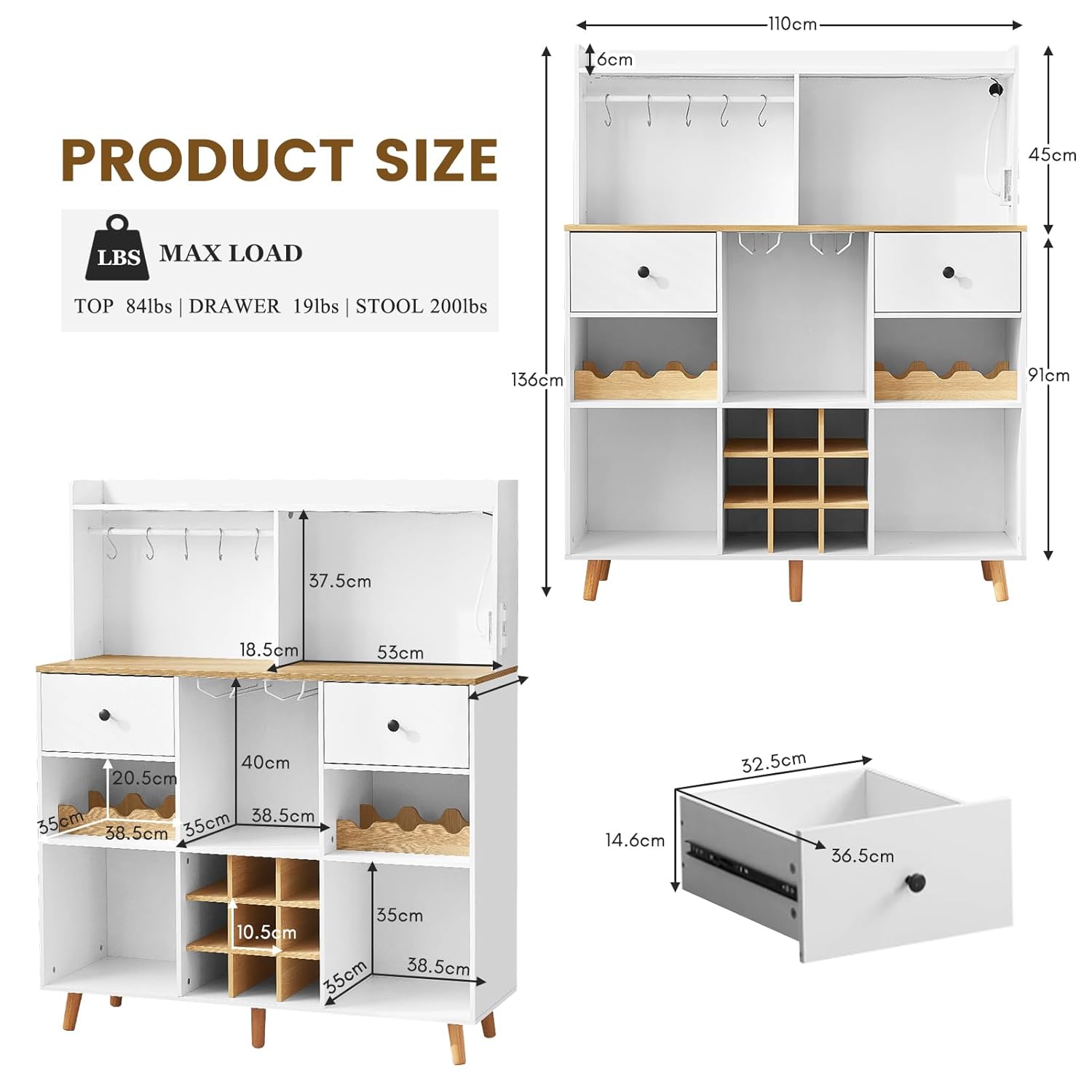 Güç Çıkışı ve LED Işık ile Şar - Home Bar Shelves incelemesi ve fiyatı